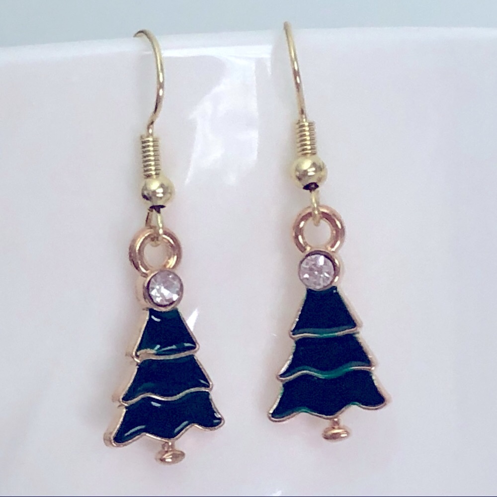 New Green Christmas Tree Cute Fun Hand Crafted Holiday Earrings - Picture 3 of 4